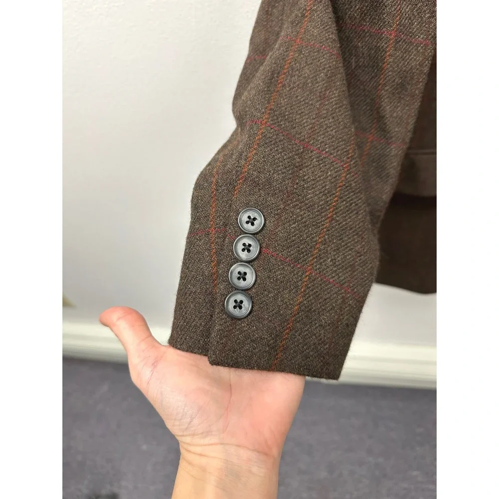 Salvatore J. Cesarani Fitzgerald Wool Cashmere‎ Blend Plaid Sport Coat Size 42R
